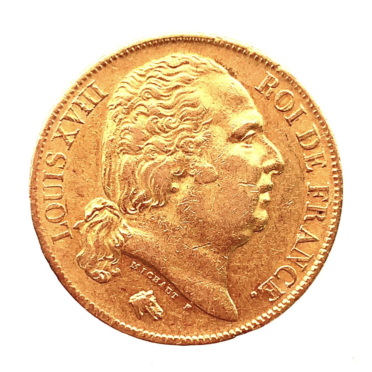 フランス ルイ18世 20フラン金貨 1817年 6.4g  K21.6 イエローゴールド コイン コレクション Gold