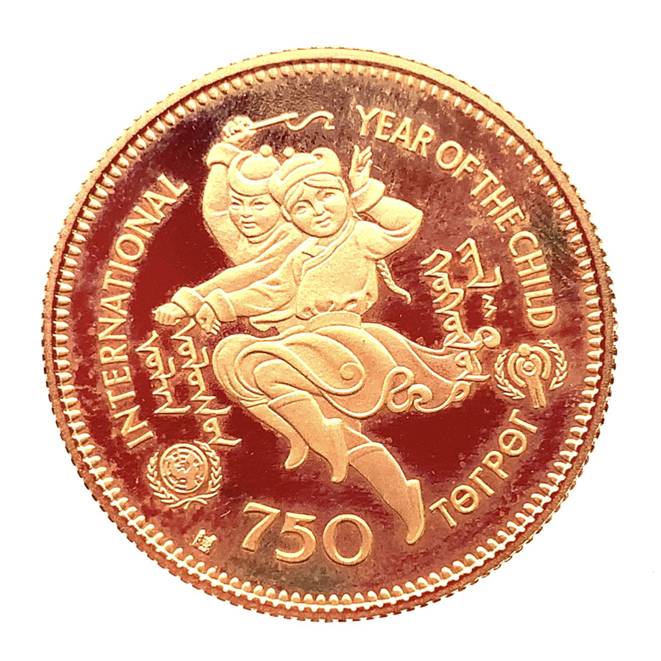 モンゴル金貨 21.6金 1980年 18.7g イエローゴールド コイン GOLD コレクション 美品