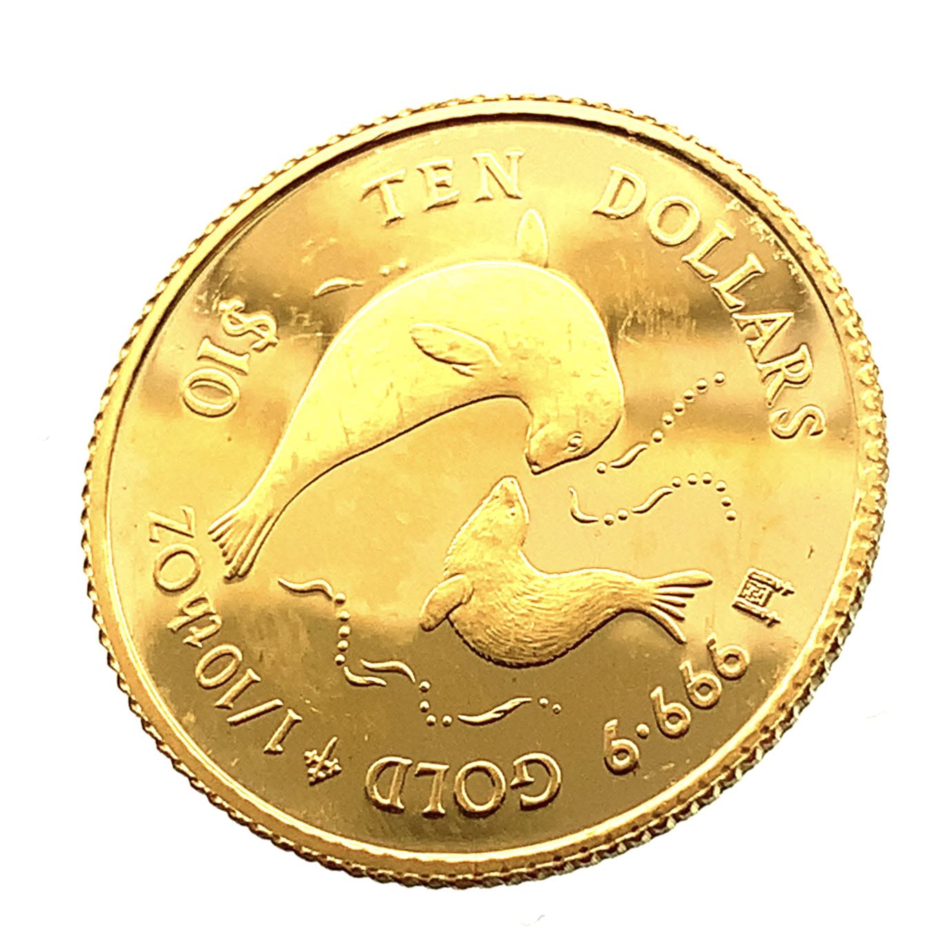 イルカ金貨 エリザベス女王 1997年 K24 純金 3.1g 1/10オンス クック諸島 イエローゴールド コレクション Gold 美品