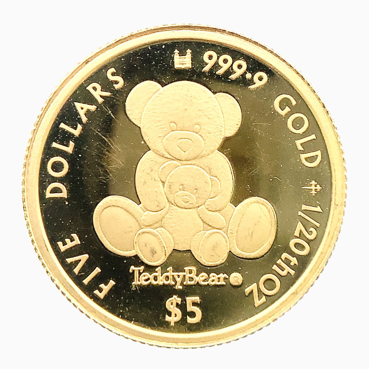 テディベア金貨  クック諸島 エリザベス女王 2014年 1.5g 純金 K24 1/20オンス コイン ペンダントトップ コレクション 美品