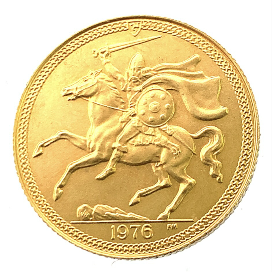 エリザベス2世 マン島 ソブリン金貨  1976年 22金 7.9g イエローゴールド コイン GOLD コレクション 美品