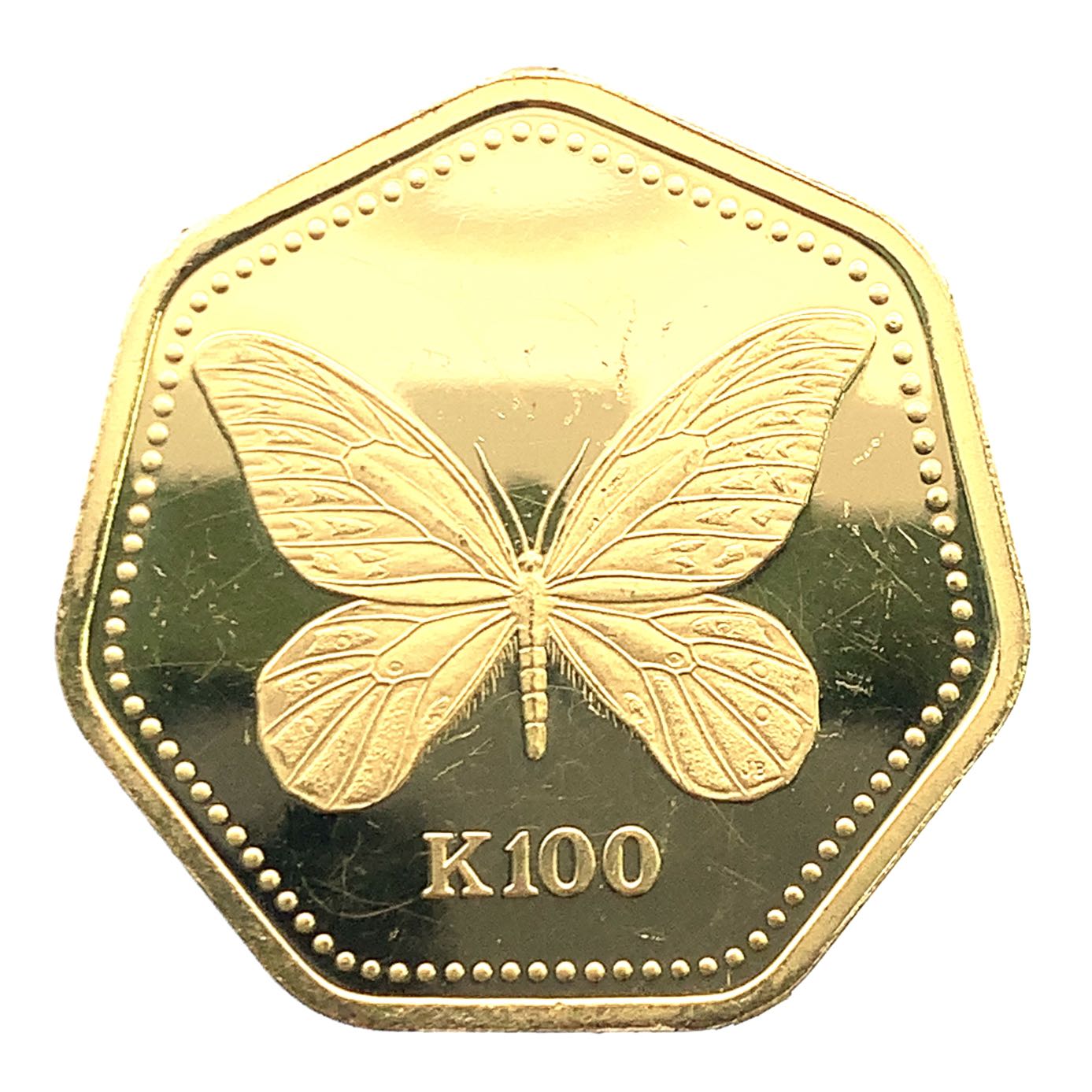 パプアニューギニア トリバネチョウ 100キナ金貨 1992年 9.6g K21.6 イエローゴールド コイン GOLD コレクション