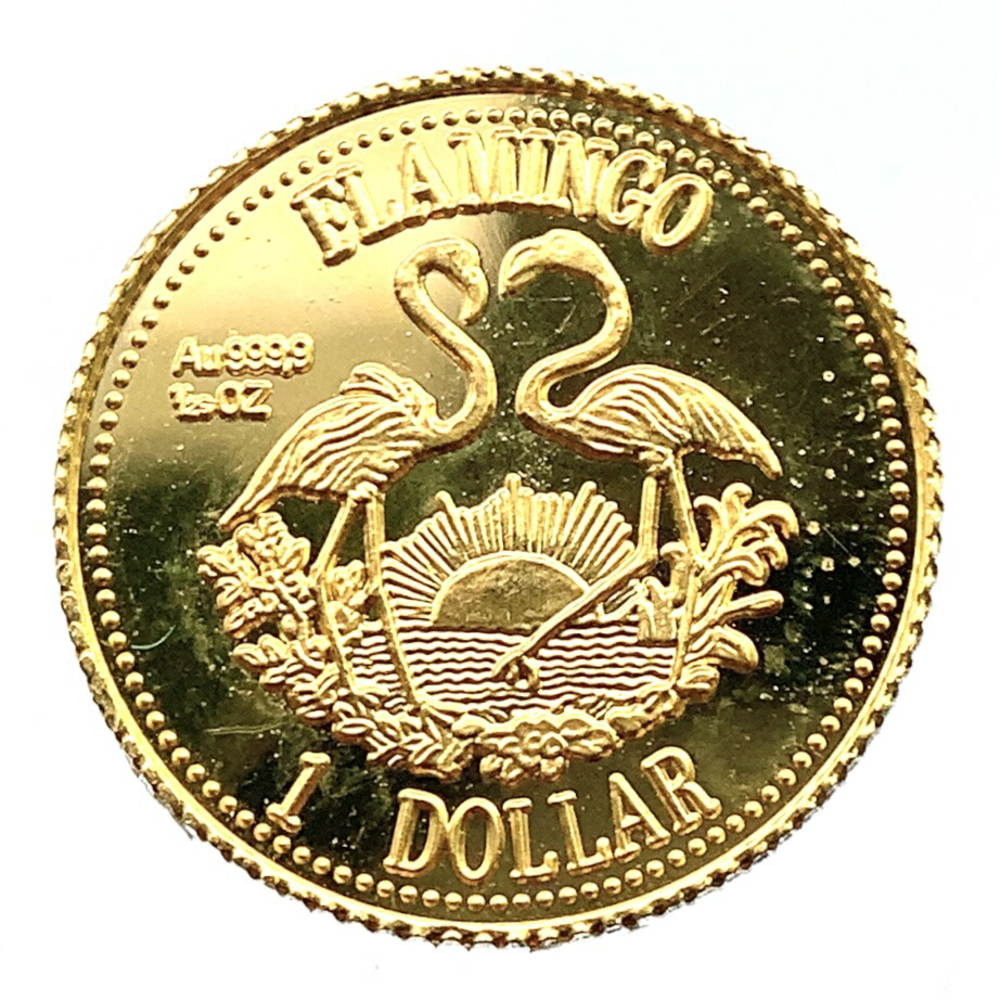バハマ 2羽のフラミンゴ １ドル金貨 エリザベス女王 1995年 1.2g  24金 Gold 1/25オンス イエローゴールド コレクション