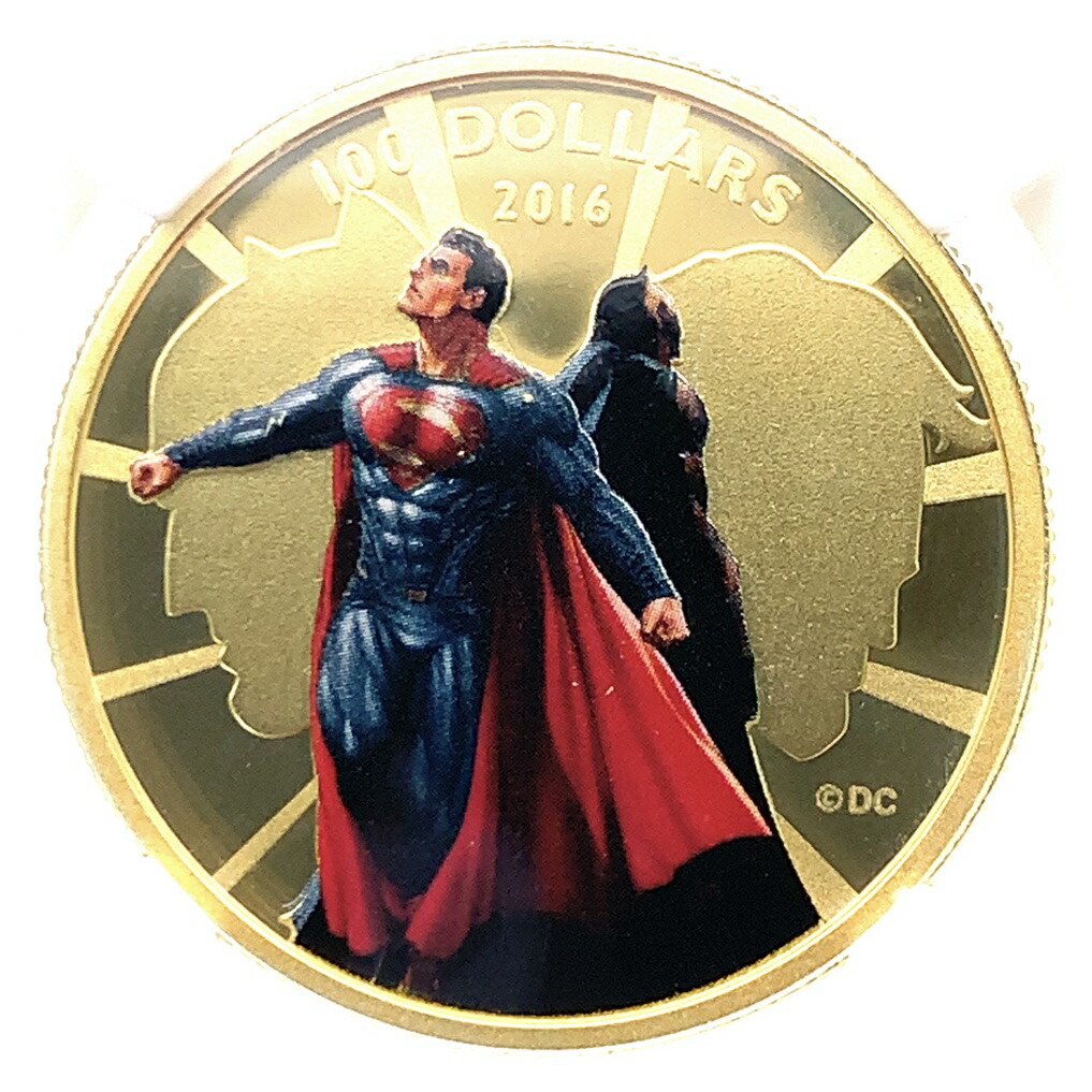 準最高鑑定 カナダ 2016年 $100 バットマン vs. スーパーマン:ドーンオブジャスティス 12g イエローゴールド PF 69 コレクション Gold