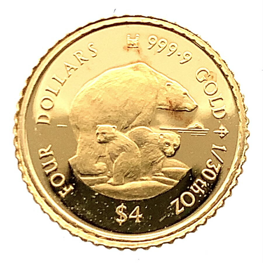 クック諸島  北極熊親子 エリザベス女王2世金貨 4ドル  1/30オンス 1996年 1g  K24 純金 イエローゴールド コレクション Gold