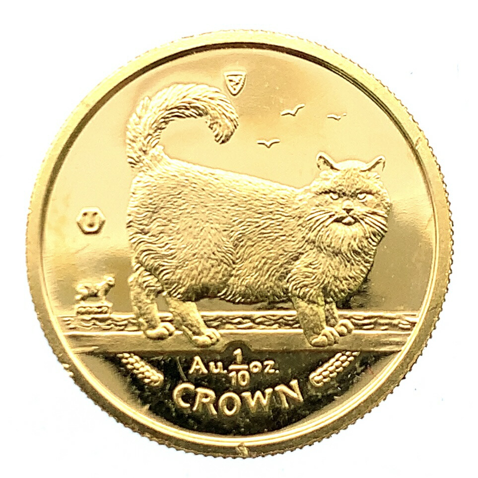 マン島金貨 エリザベス女王 猫 1/10オンス 1998年 3.1g K24 純金 イエローゴールド コレクション Gold