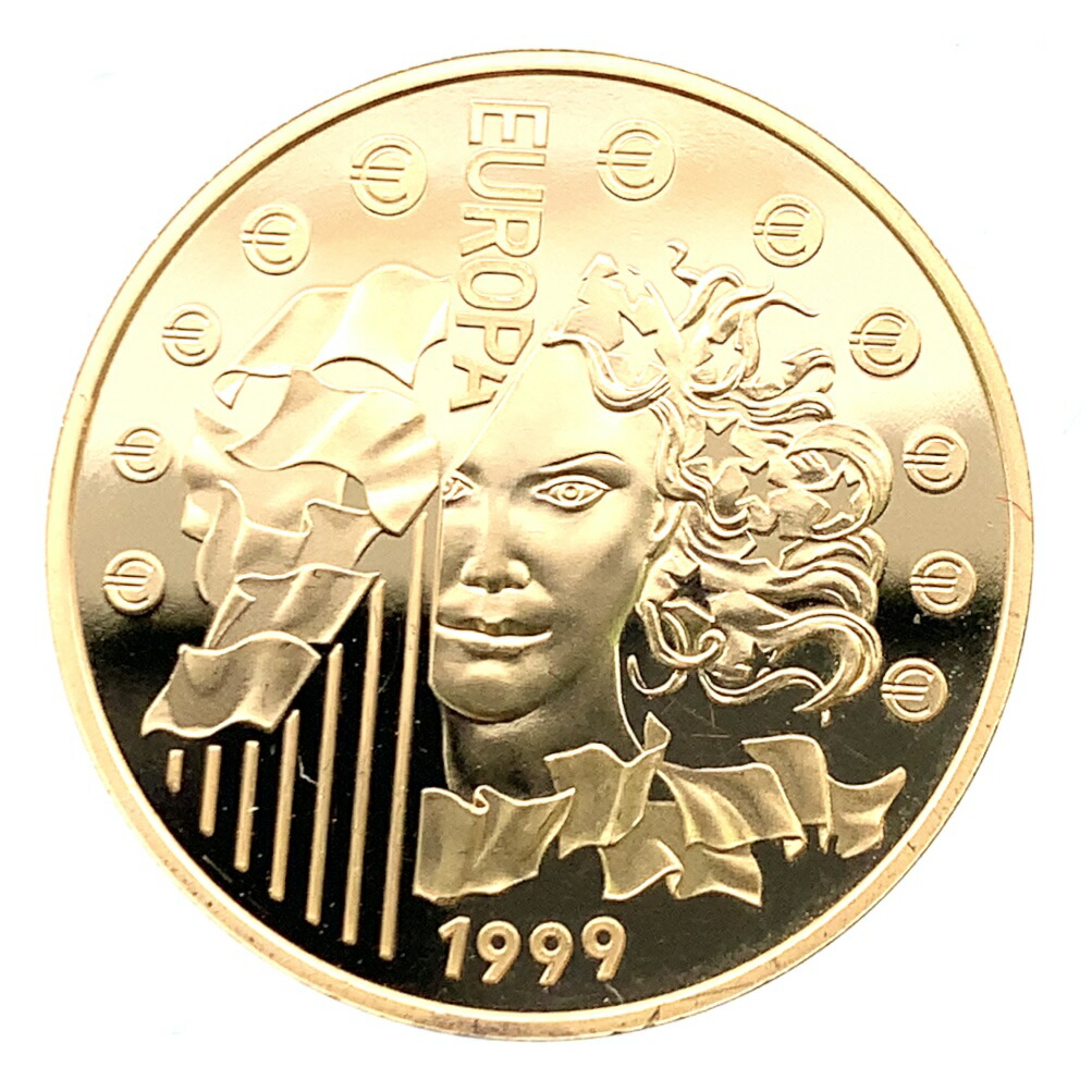 フランス エウロパの女神 ヨーロッパ通貨統合記念 コイン 金貨 金位920 1999年 8.4g イエローゴールド コイン GOLD コレクション 美品