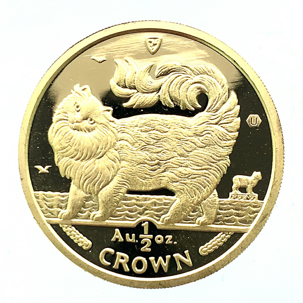 美品 マン島金貨 エリザベス女王 ネコ CAT 猫 キャット 1/2オンス 1993年 15.5g 24金 純金 イエローゴールド コレクション Gold
