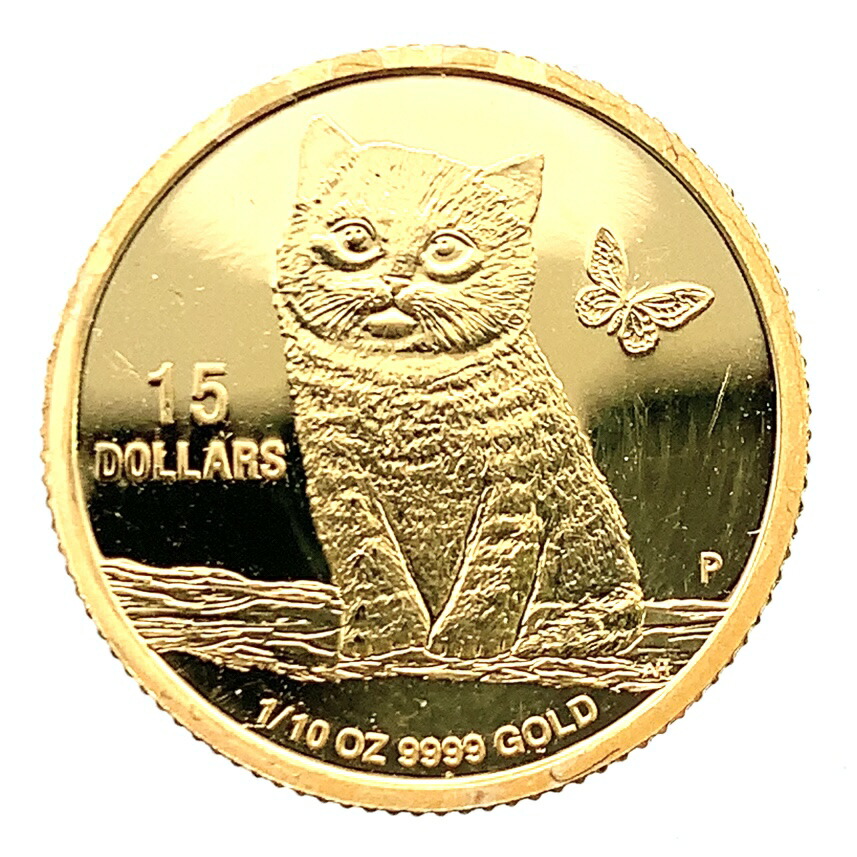 ツバル 猫 ねこ キャット金貨 エリザベス女王2世 1/10オンス 2020年 24金 純金 3.1g イエローゴールド コイン GOLD コレクション 美品