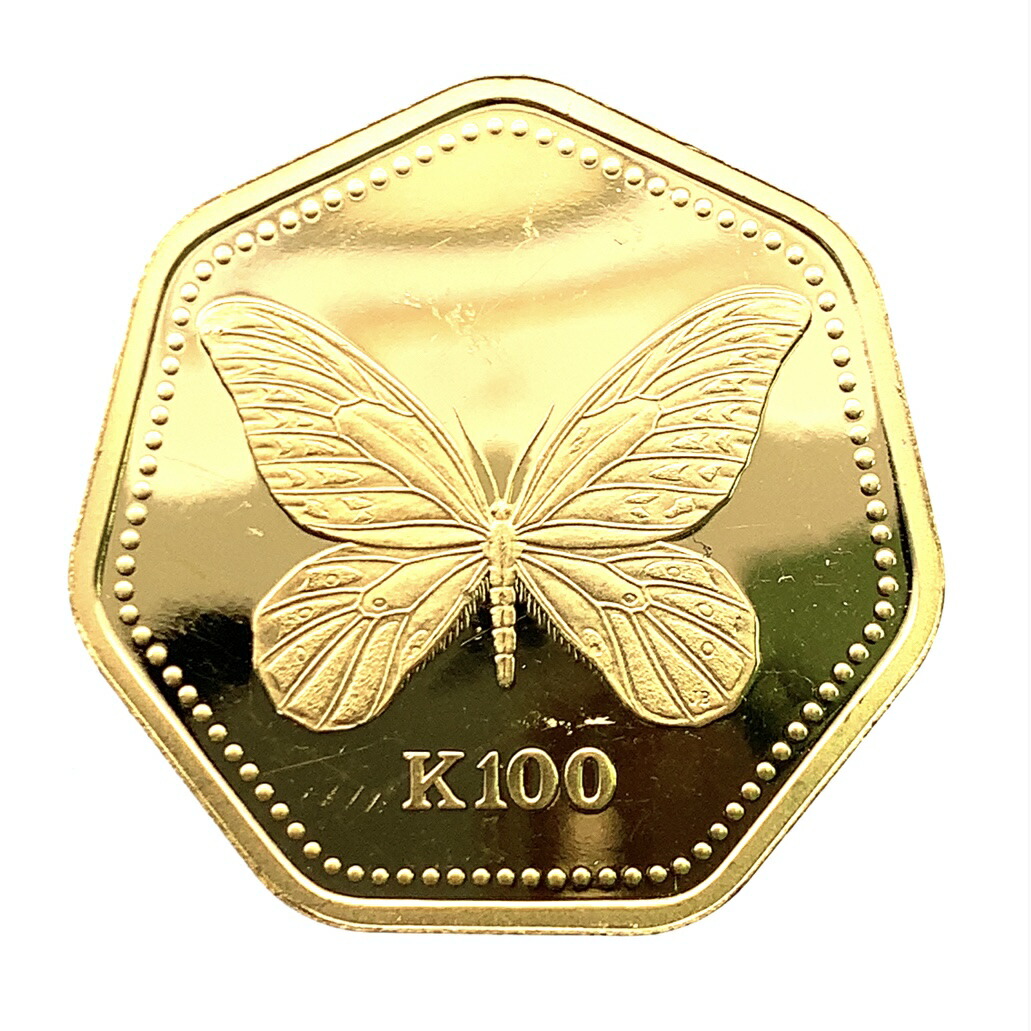 パプアニューギニア トリバネチョウ 100キナ金貨 1992年 9.5g K21.6 イエローゴールド コイン GOLD コレクション