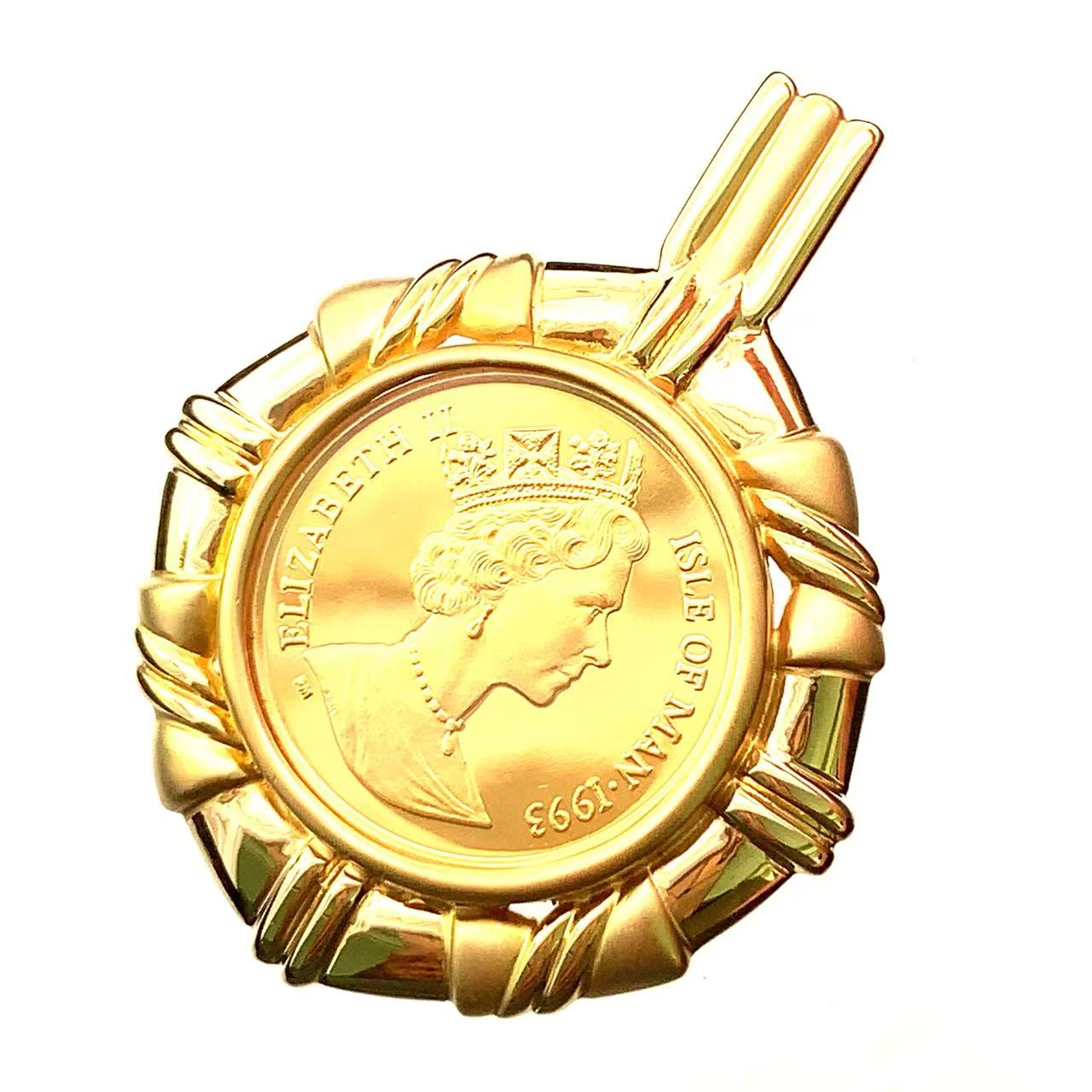 ペンダントトップ マン島キャット 金貨 1/25oz K24 マン島 キャット 金貨 コイン 1/25オンス シャム猫 1992年 ペンダント