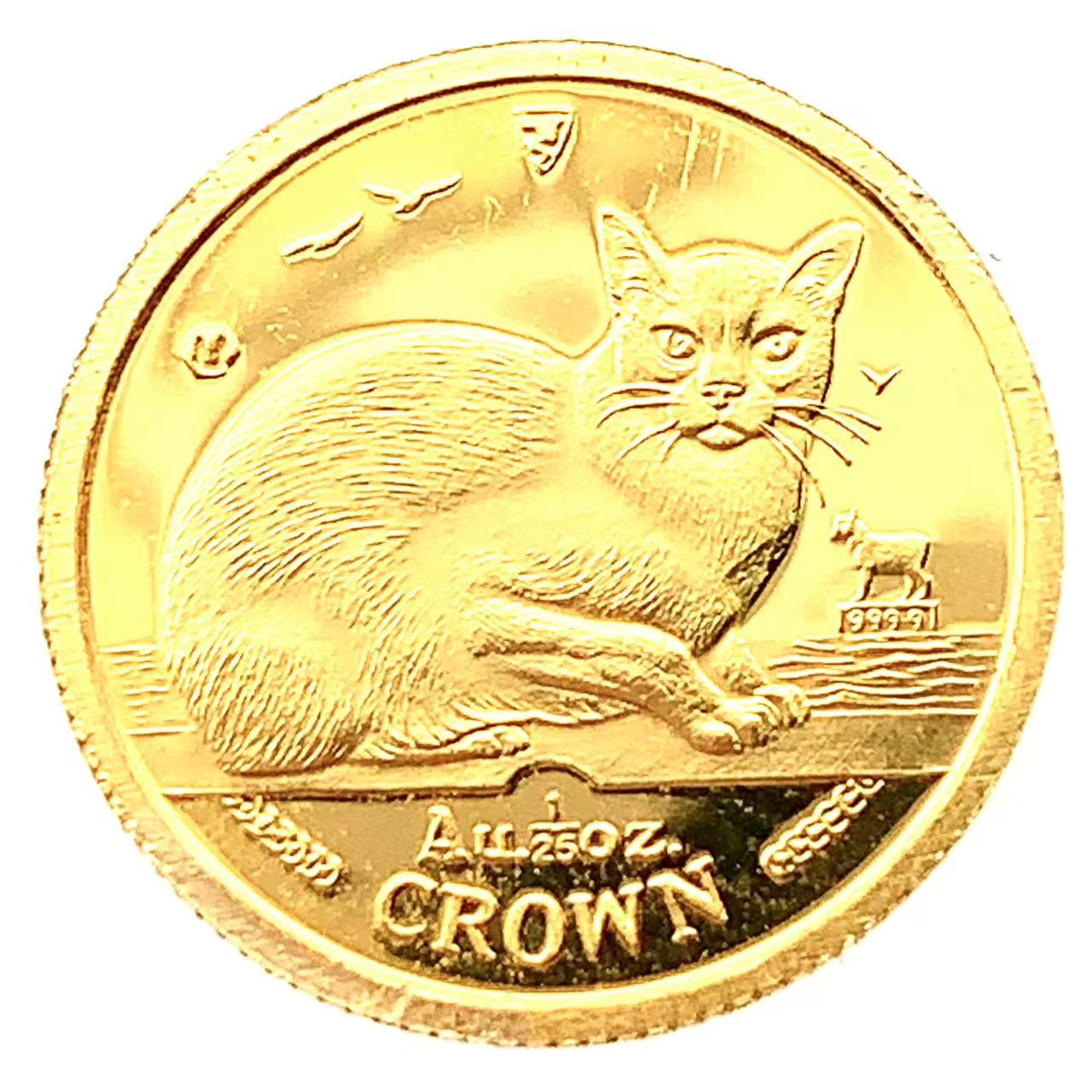 マン島金貨 エリザベス女王 猫 1/10オンス 1996年 3.1g K24 純金 イエローゴールド コレクション Gold