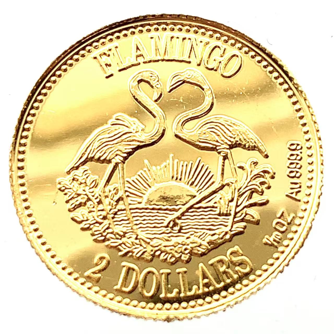 バハマ 2羽のフラミンゴ 2ドル金貨 エリザベス女王 1995年 3.1g 24金 Gold 1/10オンス ゴールド コレクション