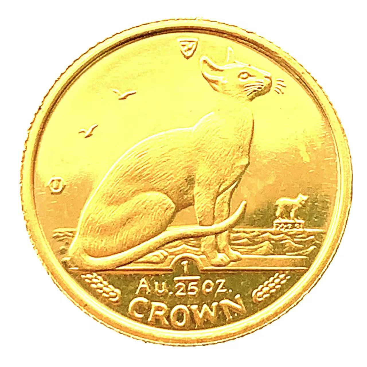 マン島金貨 エリザベス女王 猫 1/25オンス 1992年 1.2g K24 純金 イエローゴールド コレクション Gold
