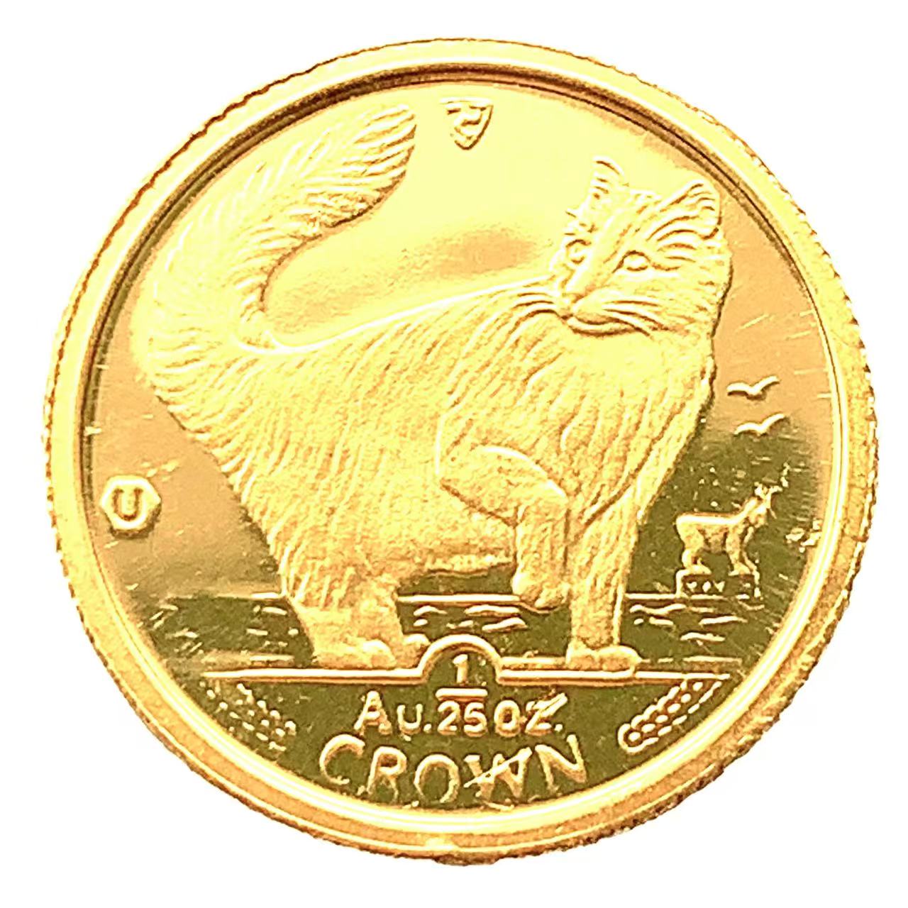 マン島金貨 エリザベス女王 猫 1/25オンス 1991年 1.2g K24 純金 イエローゴールド コレクション Gold