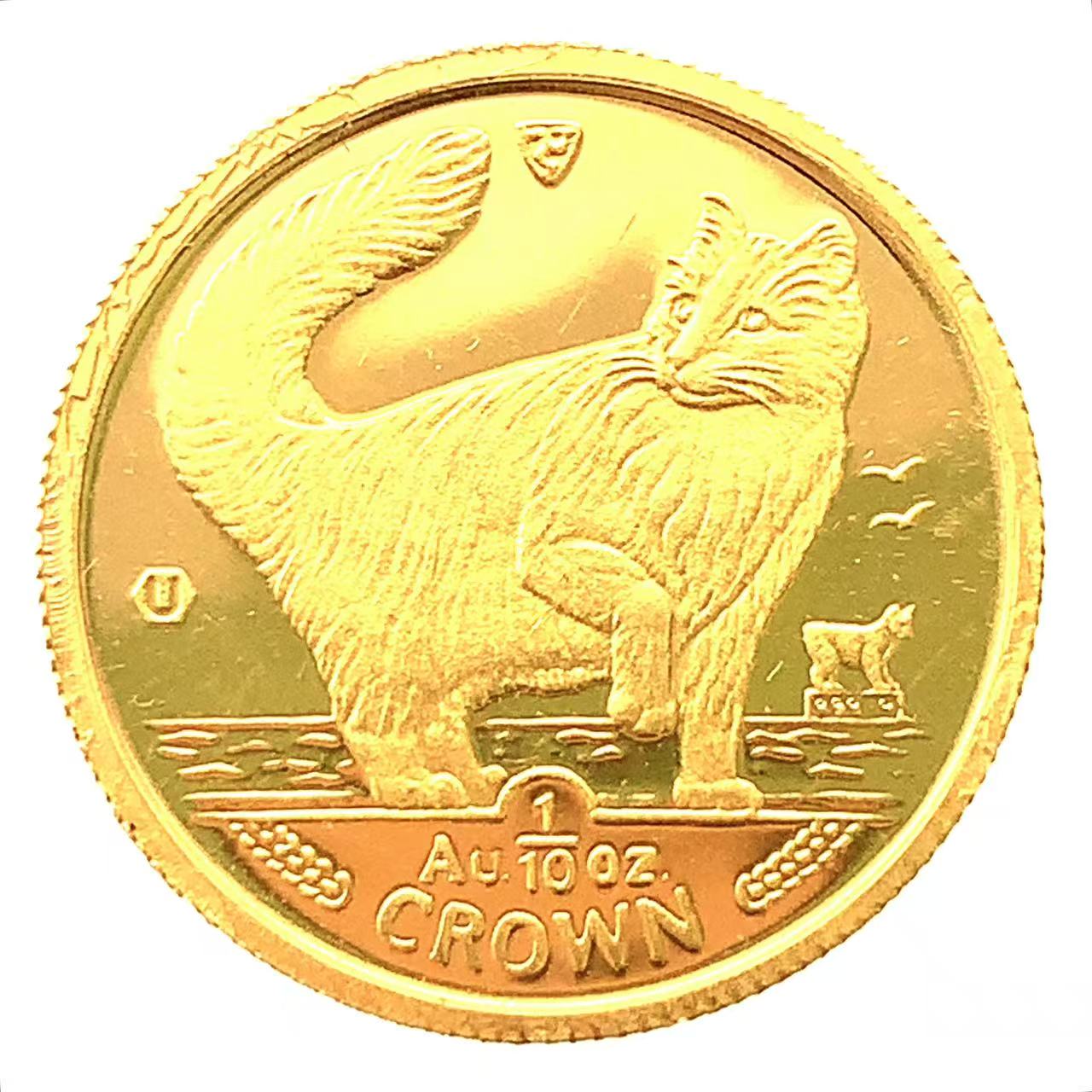 マン島金貨 エリザベス女王 猫 1/10オンス 1991年 3.1g K24 純金 イエローゴールド コレクション Gold