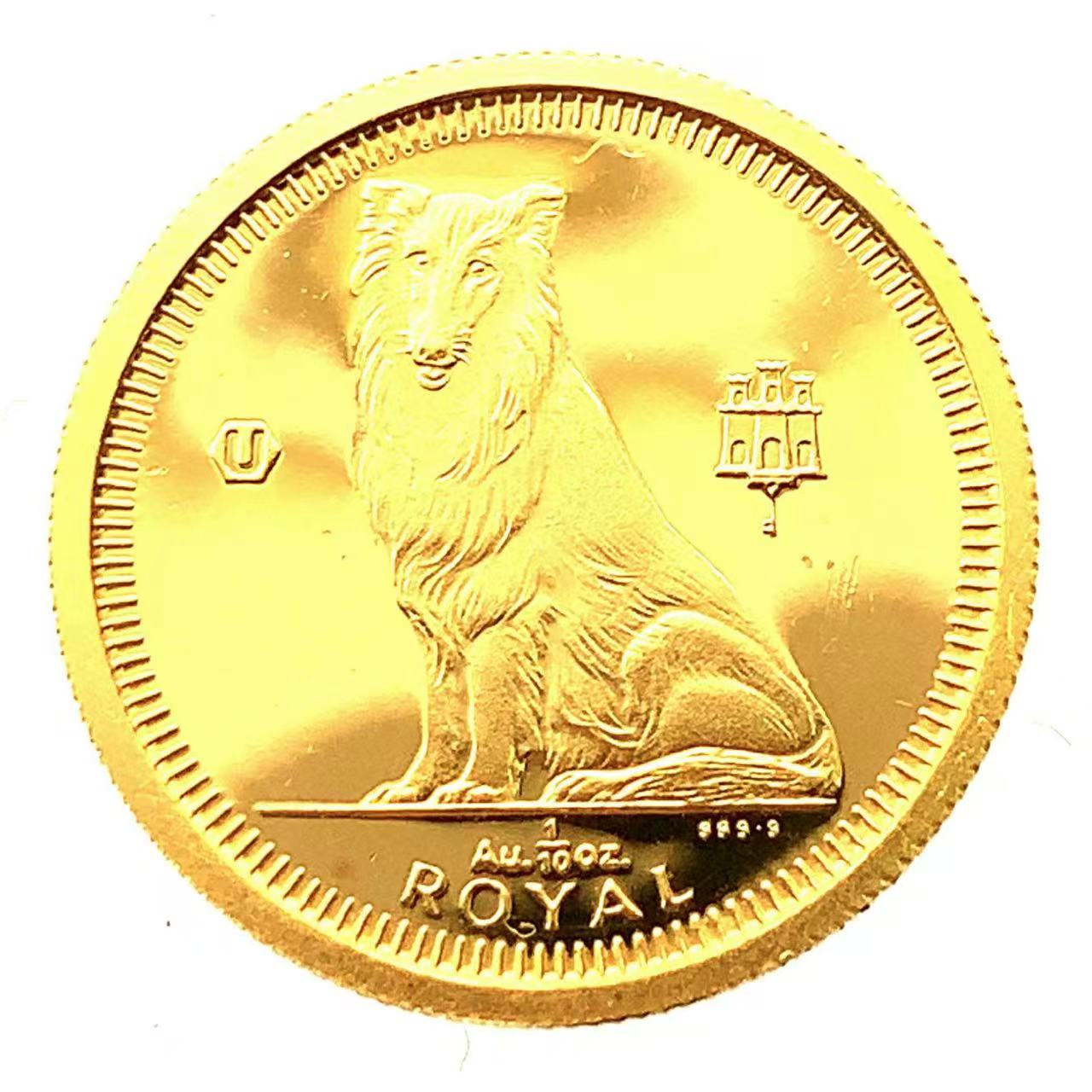 犬金貨 ジブラルタル エリザベス女王二世 1/10オンス 1995年 24金 純金 3.1g イエローゴールド コイン GOLD コレクション 美品