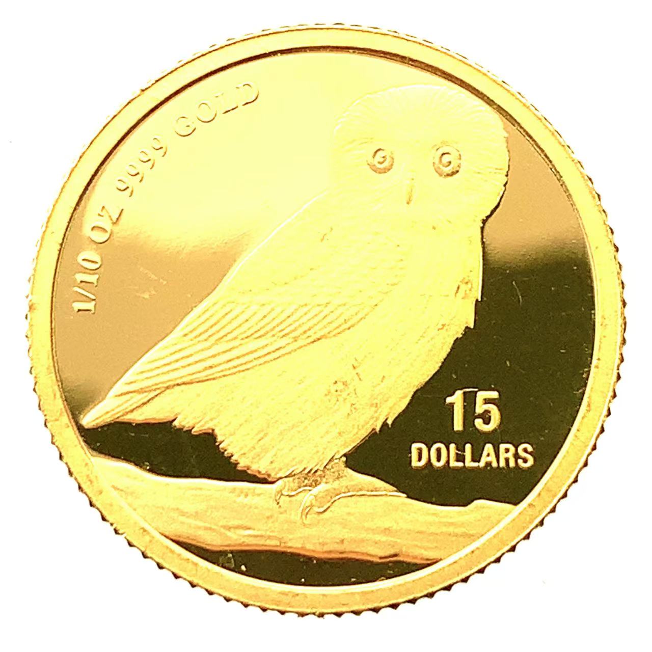 フクロウ金貨 ツバル 2011年 24金 純金 3.1g 1/10オンス コイン GOLD コレクション 美品