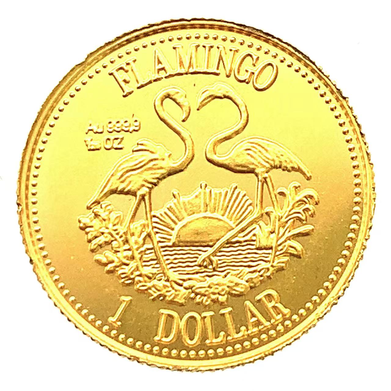 バハマ 2羽のフラミンゴ 1ドル金貨 エリザベス女王 1995年 1.2g 24金 Gold 1/25オンス コレクション