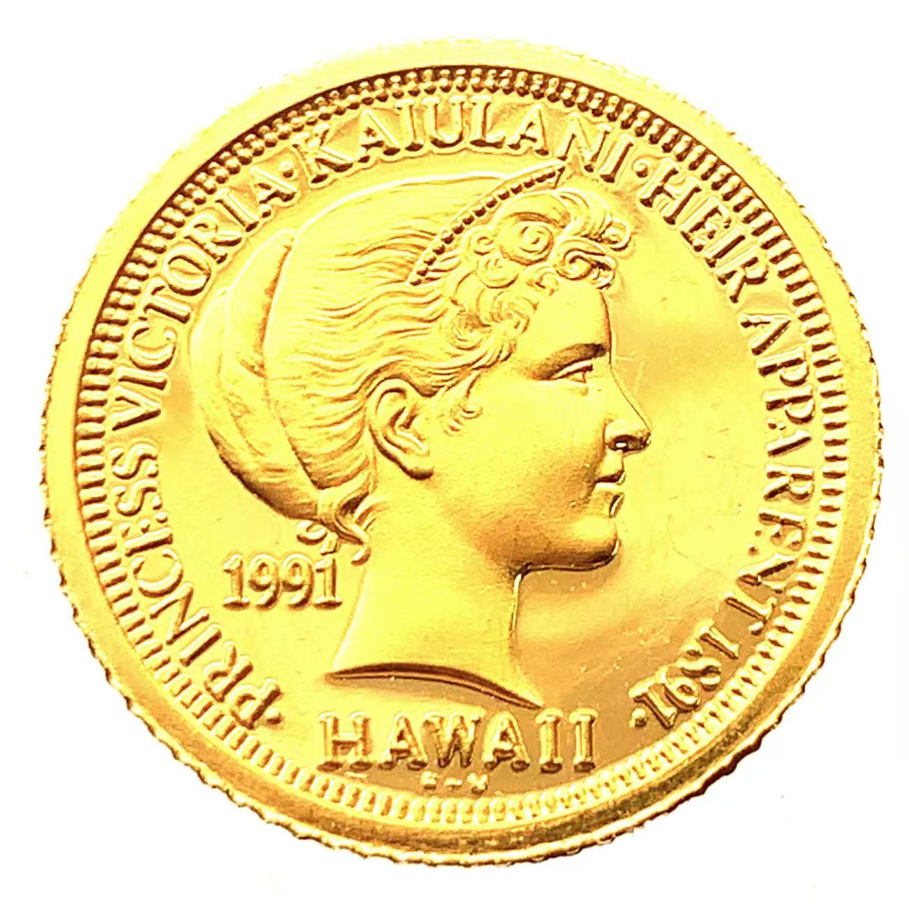 ビクトリア カイウラニ王女 イルカ金貨 ハワイ 1991年 3.1g 1/10オンス 純金コイン 24金 コレクション Gold