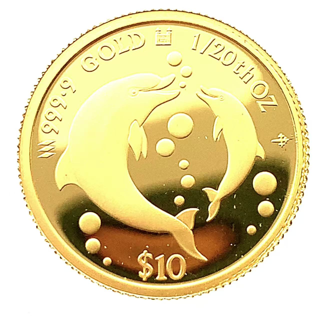 イルカ金貨 エリザベス女王 2023年 K24 純金 1.6g 1/20オンス クック諸島 コレクション Gold 美品