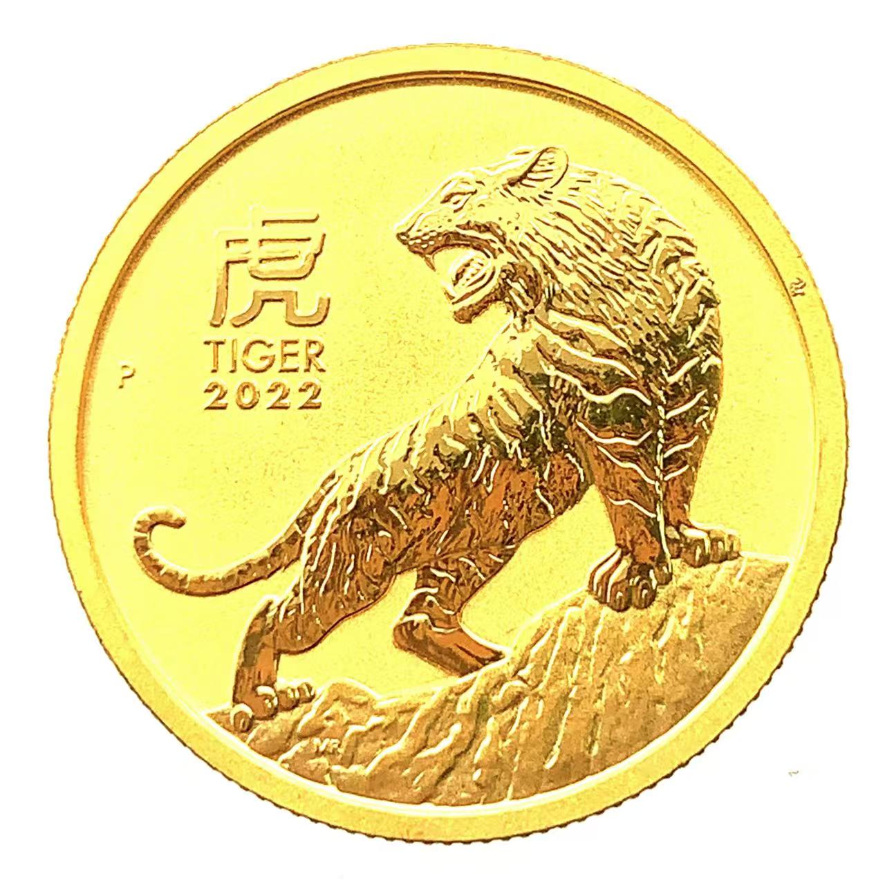 2022年 トラ 虎金貨 TIGER 寅虎 オーストラリア エリザベス女王 2022年 K24 純金 7.7g 1/4オンス コイン コレクション Gold
