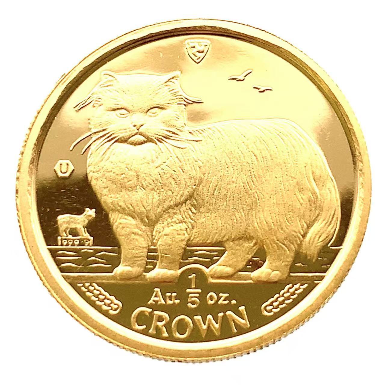 美品 マン島金貨 エリザベス女王 猫 1/5オンス 1989年 6.2g K24 純金 コレクション Gold