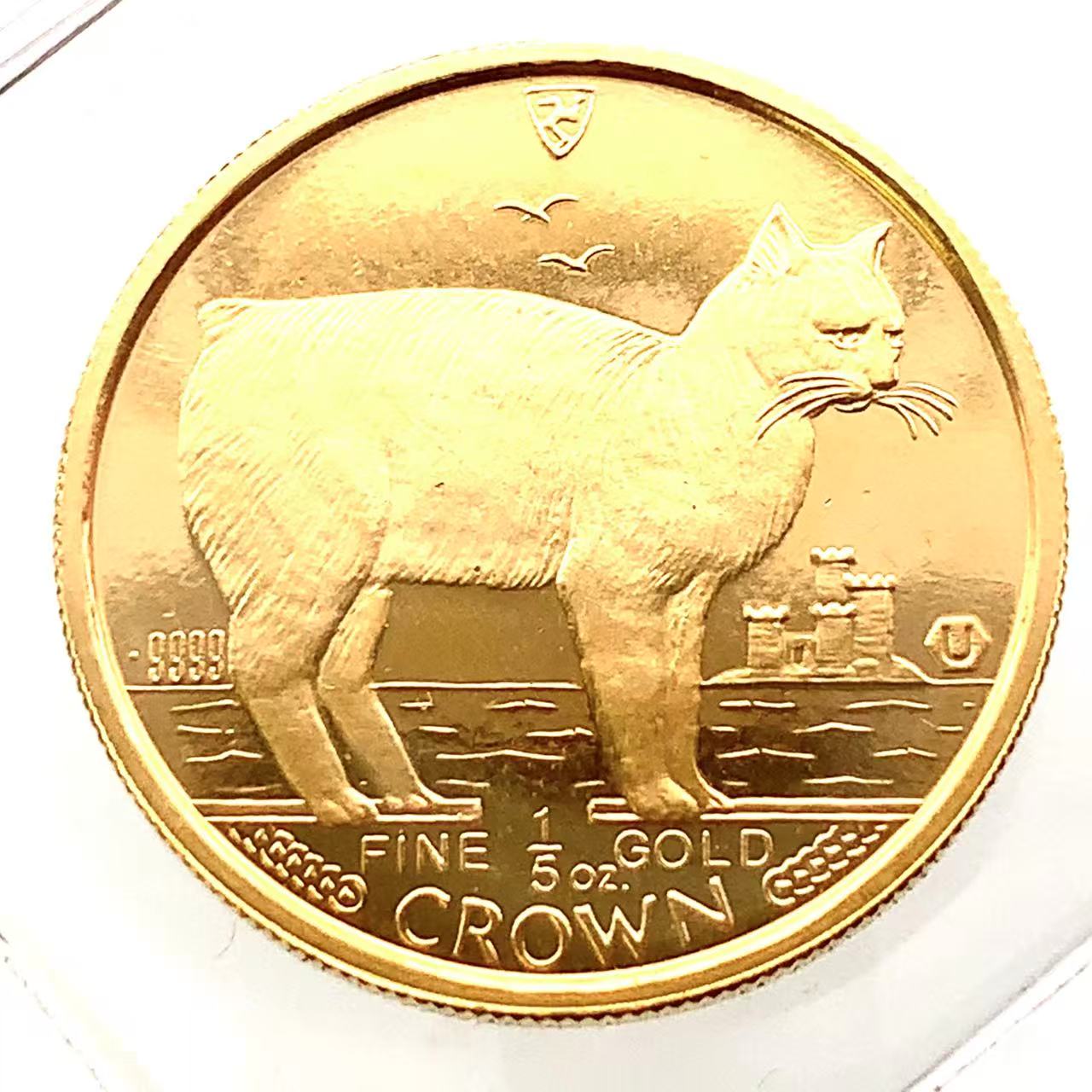 美品 マン島金貨 エリザベス女王 猫 1/5オンス 1988年 6.2g K24 純金 コレクション Gold