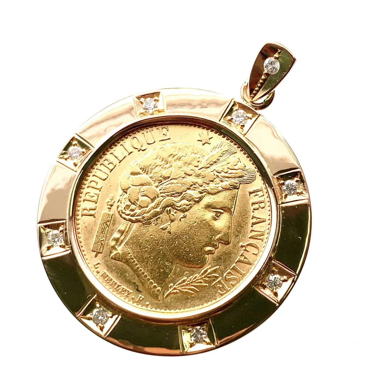 1851年 フランス 20フラン金貨 セレス女神 12.9g K18/21.6 イエローゴールド コレクション ペンダントトップ Gold｜39宝飾販売店