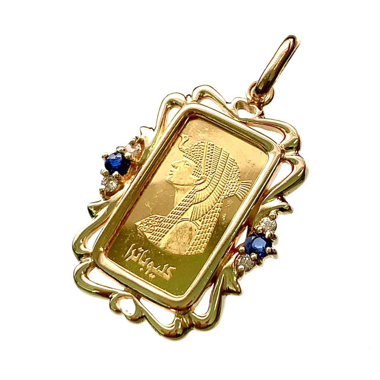 クレオパトラ 金貨 3.3g 純金 K18/24 角型 ペンダントトップ｜39宝飾販売店