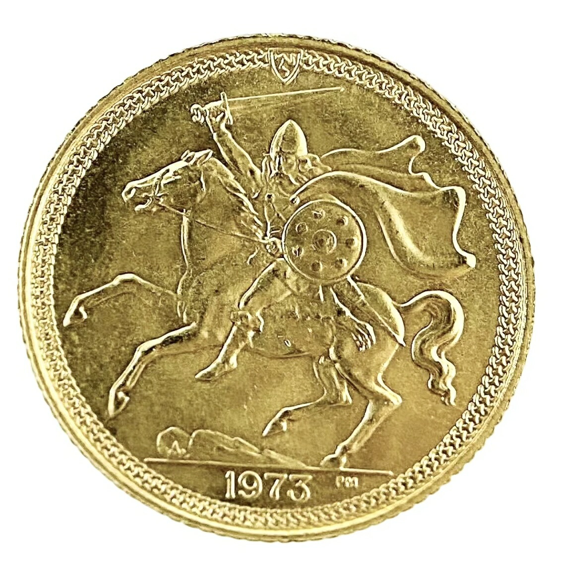 エリザベス2世 金貨 マン島 1/2ソブリン 1973年 22金 4.03g イエローゴールド コイン GOLD コレクション 美品