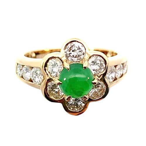 楽天市場】大粒 ロウカン！9.36ct 翡翠 ダイヤモンド K18 YG リング