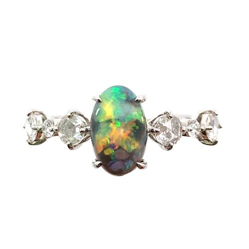 新品 1.03ct ブラックオパール ダイヤモンド デザイン リング プラチナ Pt900 12号 3.44g|39宝飾販売店