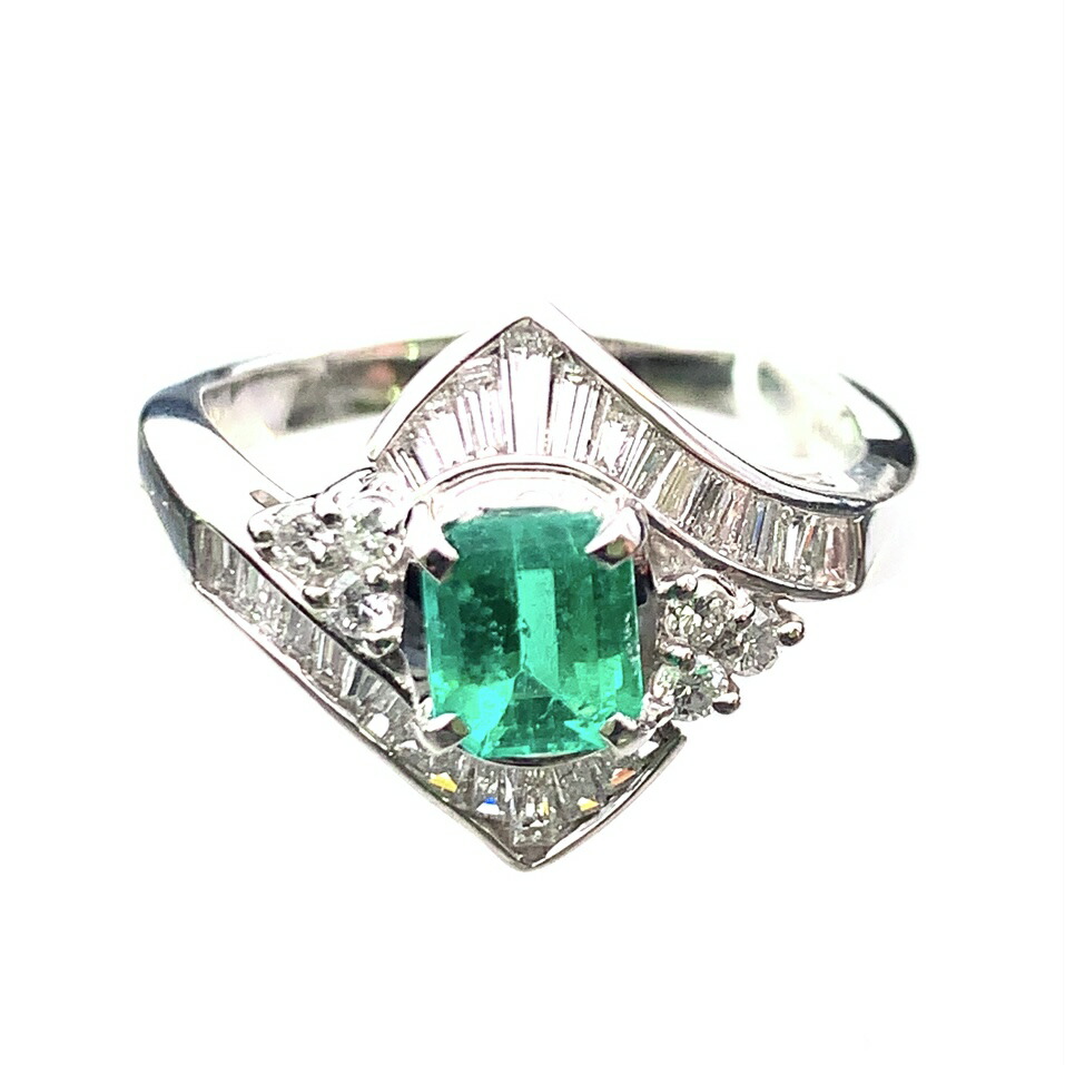 楽天市場】0.92ct エメラルド ダイヤモンド デザイン リング プラチナ