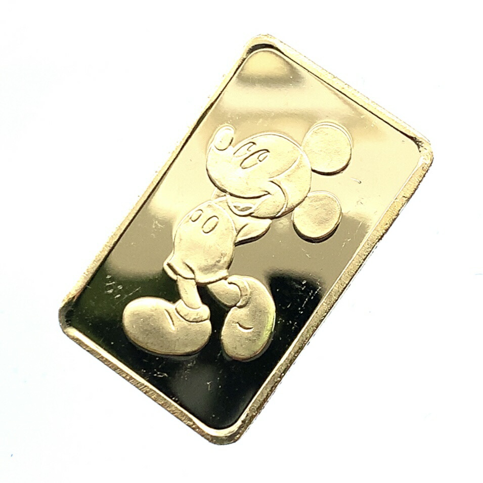 ミッキー金貨 角型 24金 純金 3.4g  イエローゴールド コイン GOLD コレクション 美品