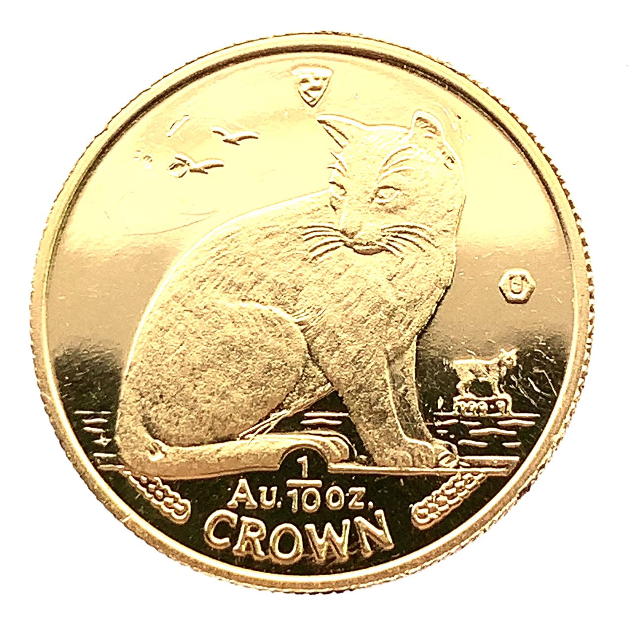 マン島金貨 エリザベス女王 猫 1/10オンス 1990年 3.1g K24 純金 イエローゴールド コレクション Gold