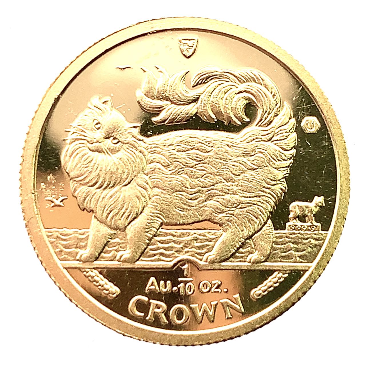 マン島金貨 エリザベス女王 猫 1/10オンス 1993年 3.1g K24 純金 イエローゴールド コレクション Gold