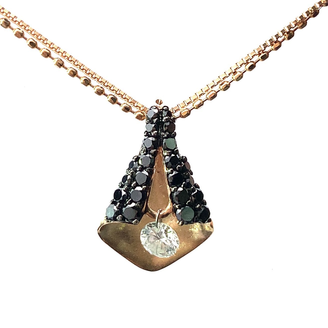 ブラックダイヤ ダイヤモンド ネックレス ペンダントトップ 18K ピンクゴールド 50cm 4g 58,800円