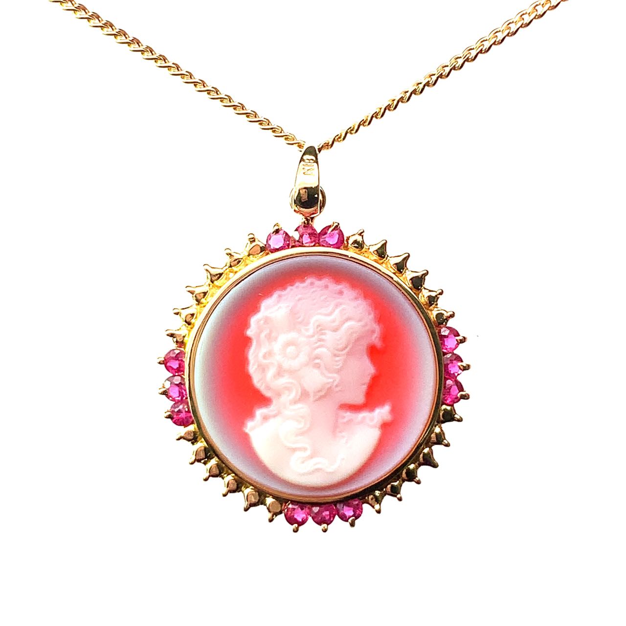 カメオ　 k18 ネックレス Pt/K18 シェルカメオ・カラーサファイア ペンダント 通販 - ディノス