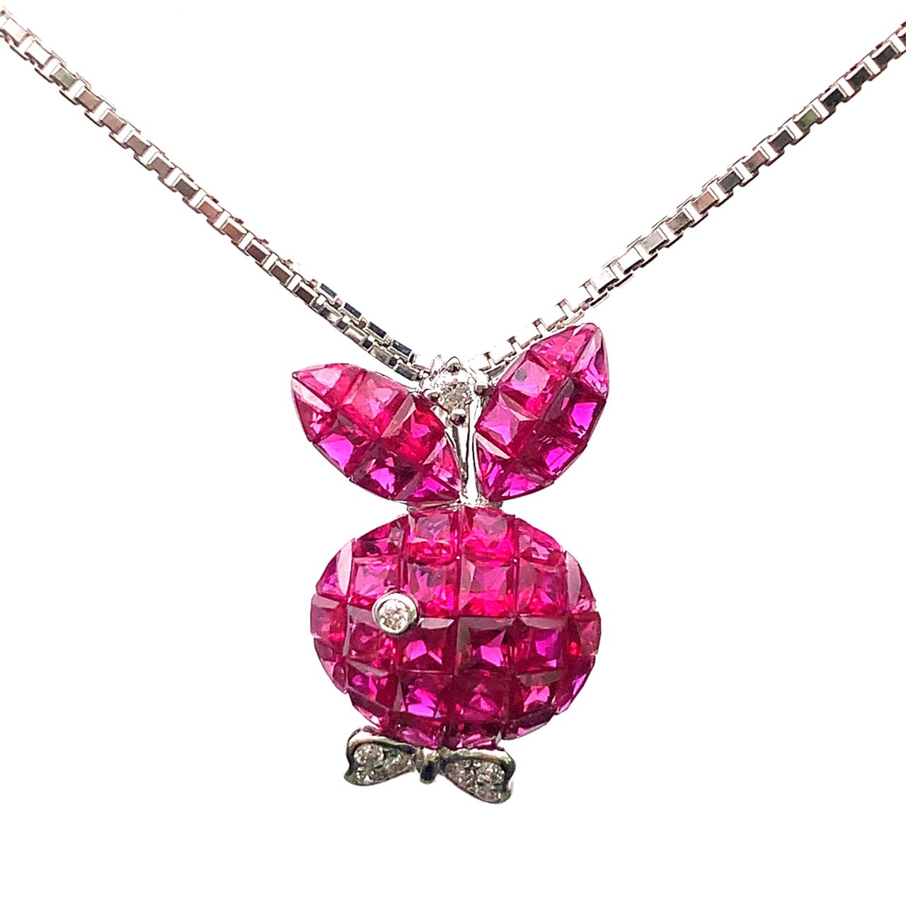 ルビー 4.62ct ダイヤモンド ネックレス ホワイトゴールド K18WG 45cm 5.7g｜39宝飾販売店