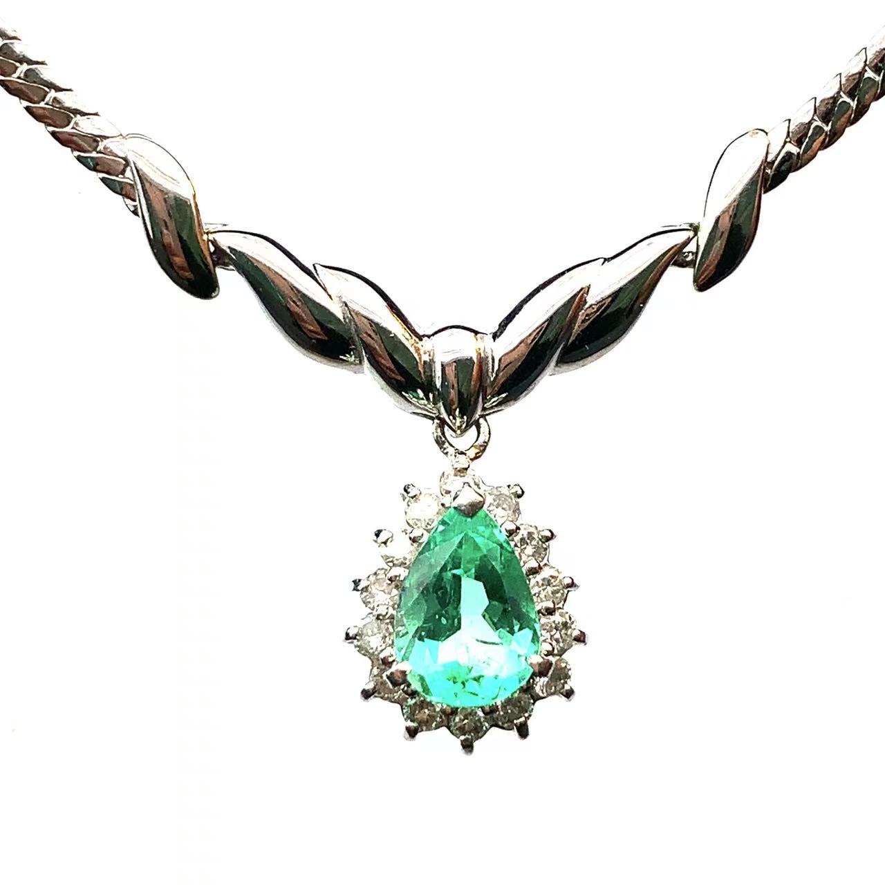 楽天市場】0.33ct ダイヤモンド 0.97ct エメラルド ネックレス 