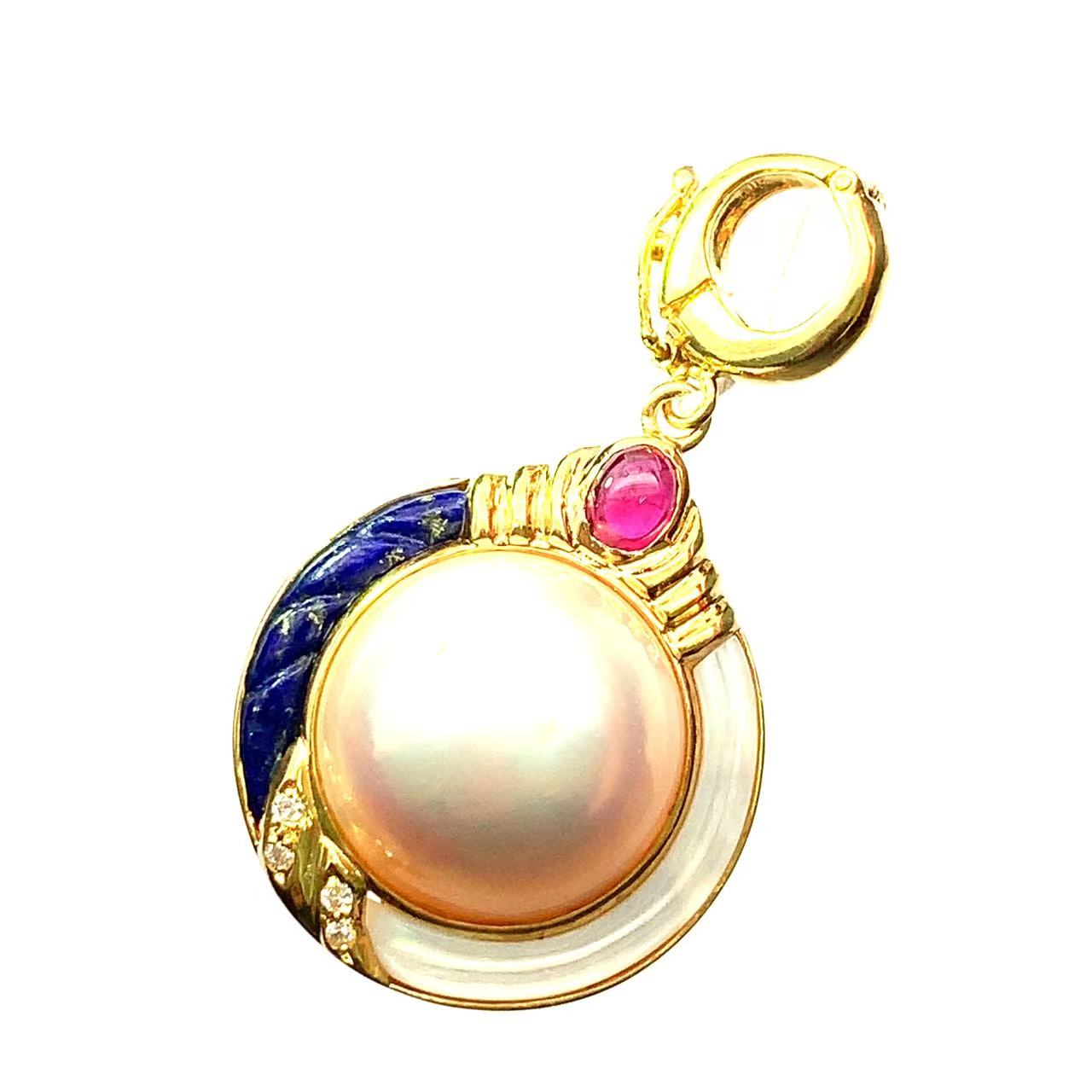 K18 マベパール ダイヤ ペンダントトップ mabepearl dai K18 マベパール 0.03ctダイヤ カニ ペンダントヘッド 通販