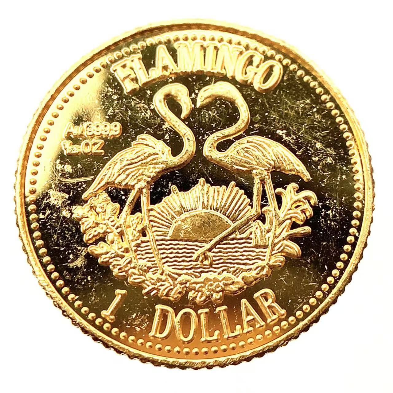 バハマ 2羽のフラミンゴ １ドル金貨 エリザベス女王 1995年 1.2g  24金 Gold 1/25オンス イエローゴールド コレクション