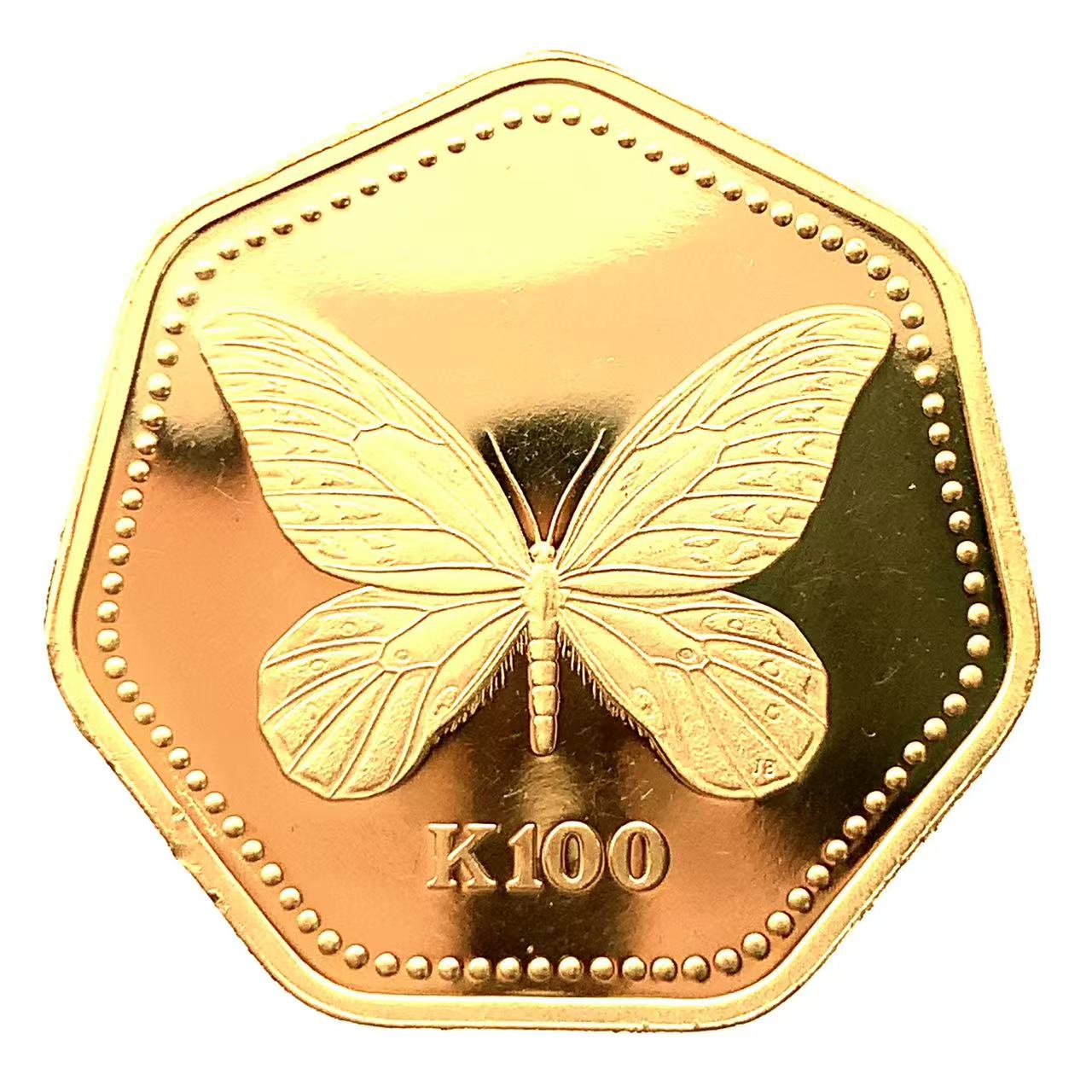 パプアニューギニア トリバネチョウ 100キナ金貨 1990年 9.6g K21.6 イエローゴールド コイン GOLD コレクション