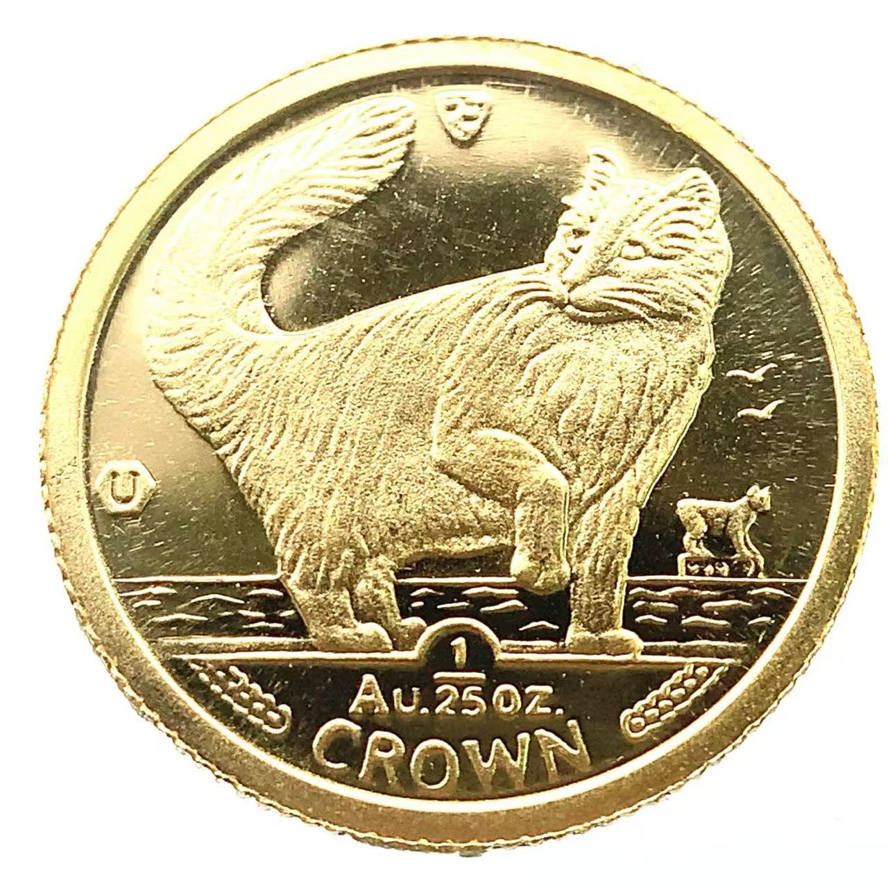 マン島金貨 エリザベス女王 猫 1/25オンス 1991年 1.2g K24 純金 イエローゴールド コレクション Gold