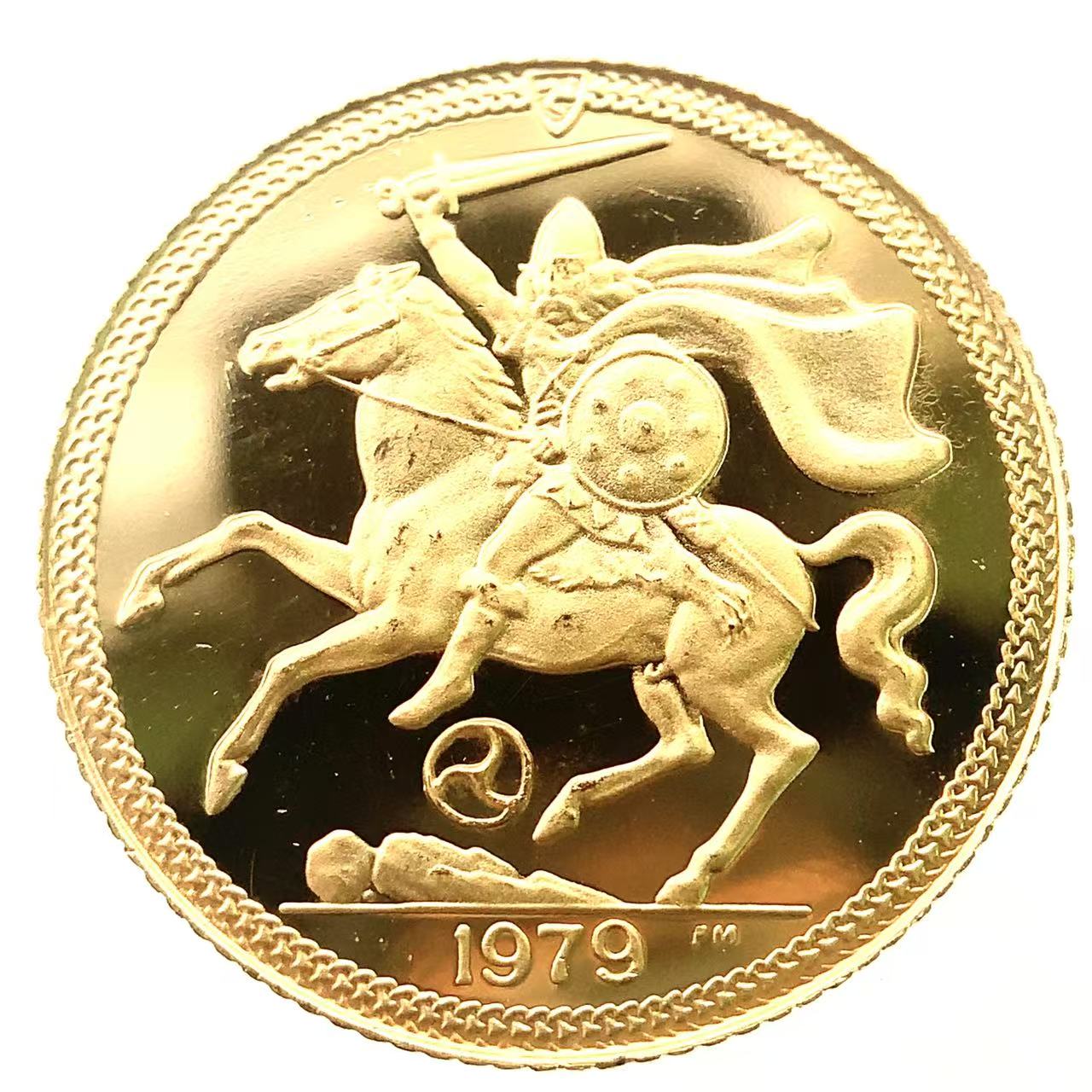 エリザベス2世 マン島 ソブリン金貨  1979年 22金 4.1g イエローゴールド コイン GOLD コレクション 美品