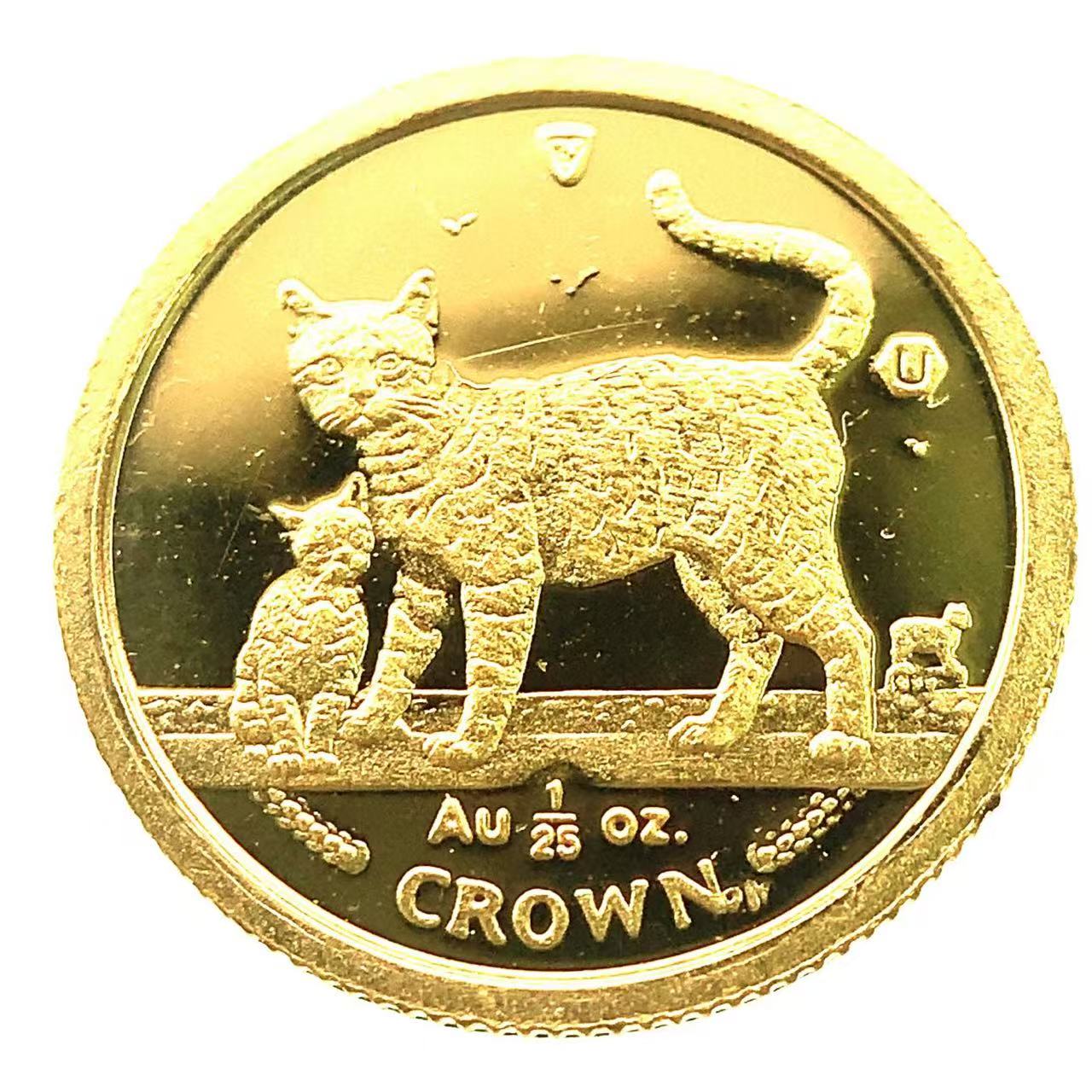 マン島金貨 エリザベス女王 猫 1/25オンス 2002年 1.2g K24 純金 イエローゴールド コレクション Gold