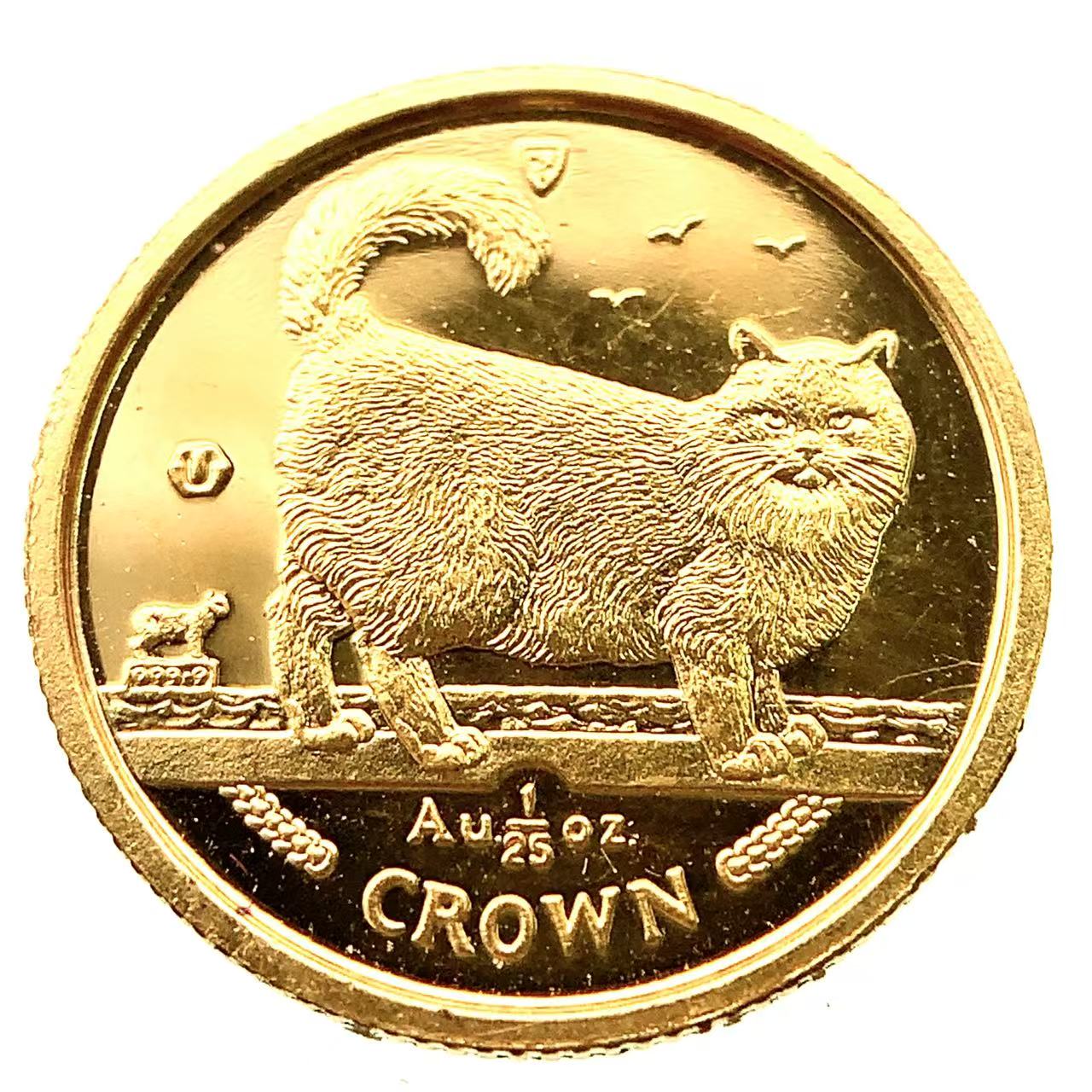 マン島金貨 エリザベス女王 猫 1/25オンス 1998年 1.2g K24 純金 イエローゴールド コレクション Gold