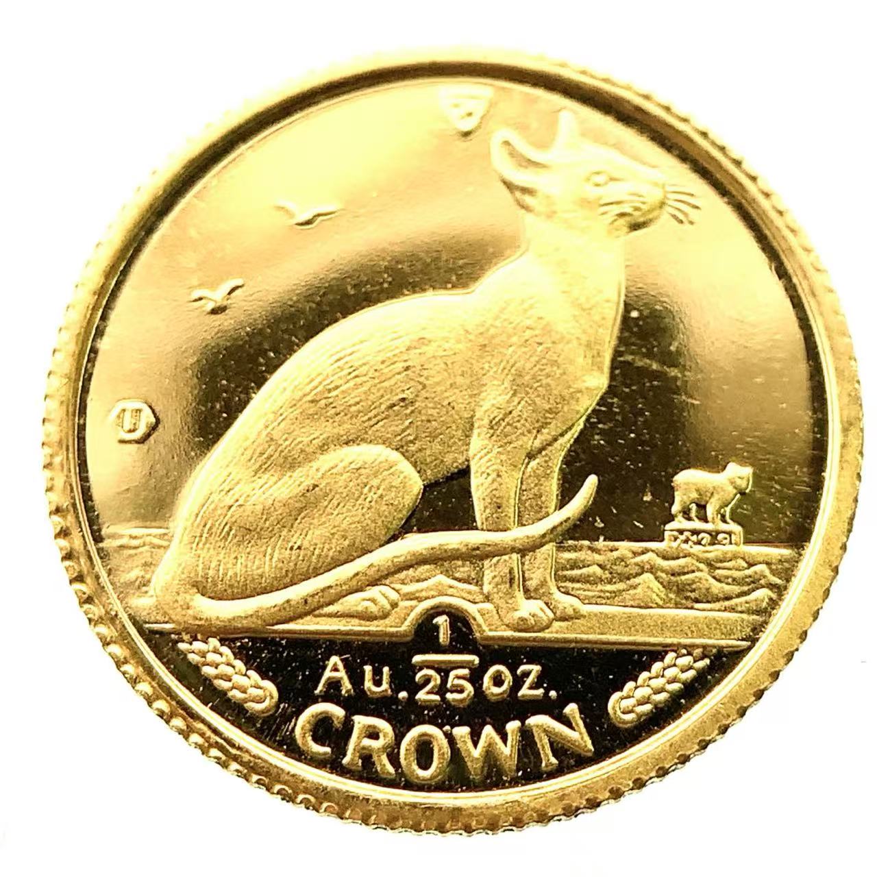 マン島金貨 エリザベス女王 猫 1/25オンス 1992年 1.2g K24 純金 イエローゴールド コレクション Gold