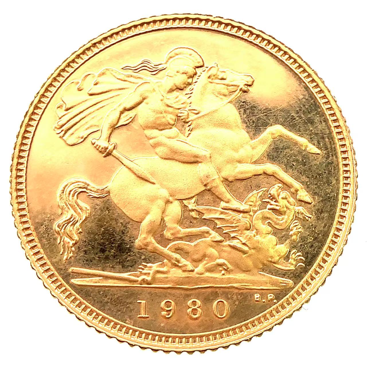 エリザベス2世 金貨 イギリス ソブリン 1980年 22金 4g コイン イエローゴールド コレクション Gold